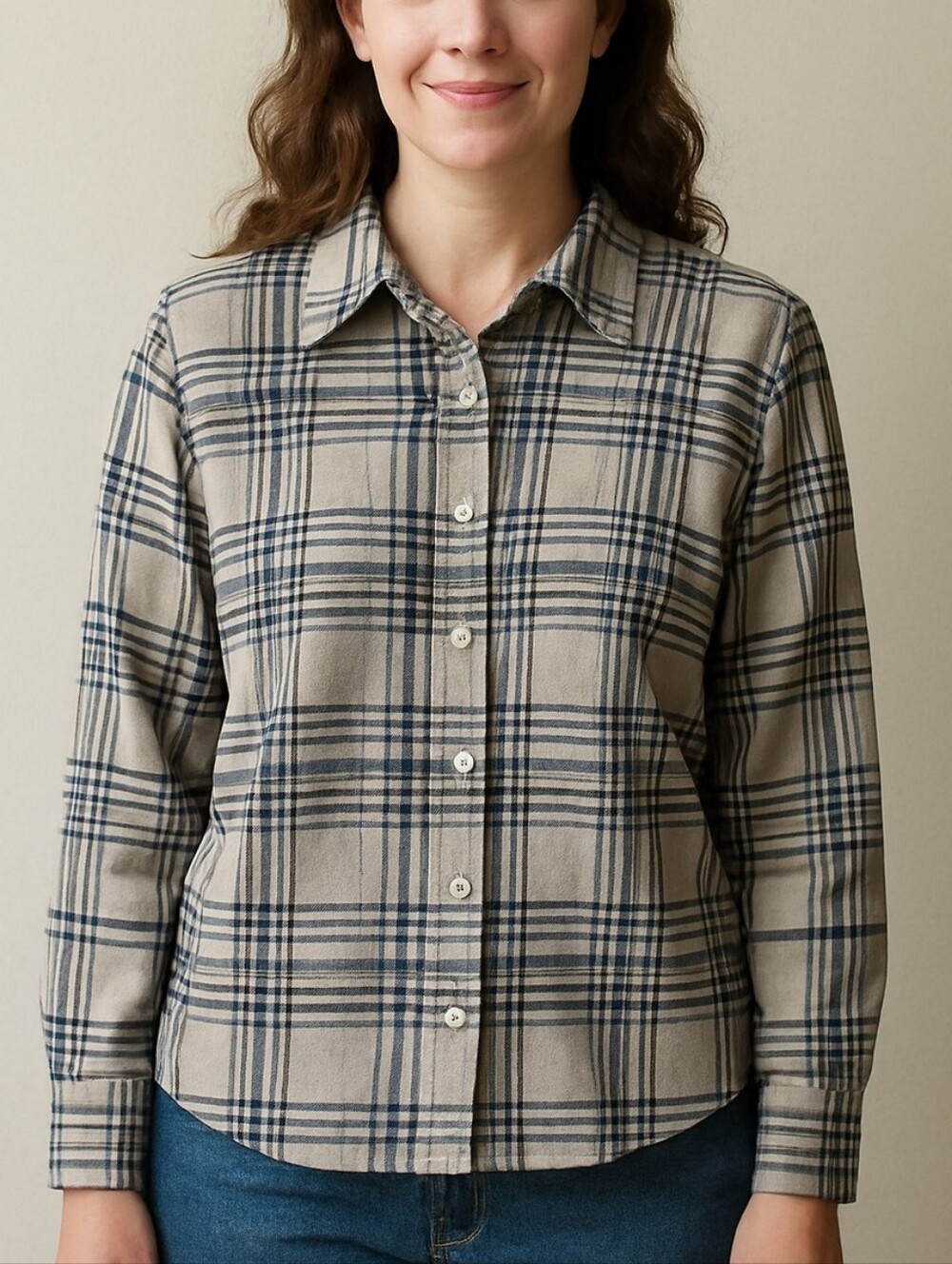 Vintage plaid cotton blouse / alia sport